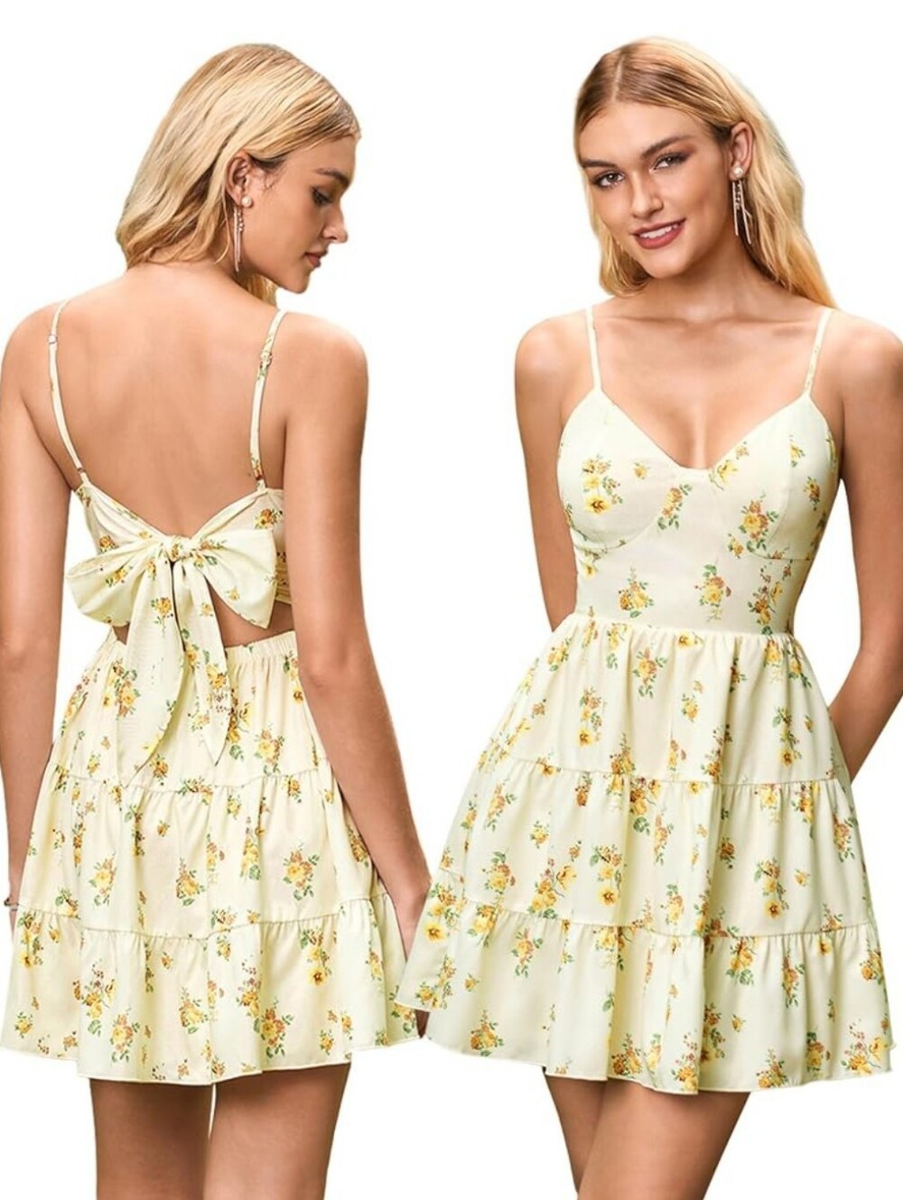 Floral Tie-Back Sundress - Yellow Floral